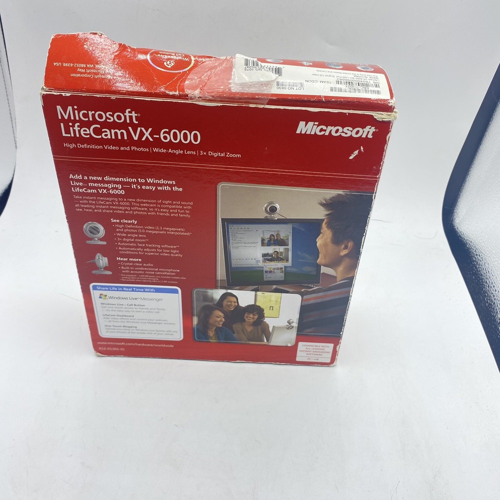 Microsoft LifeCam VX 6000 High Definition Digital Computer Camera Webcam - NEW