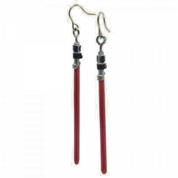 Star Wars Red LightSabers 2.25″ Long Loop Pierced Earrings -new