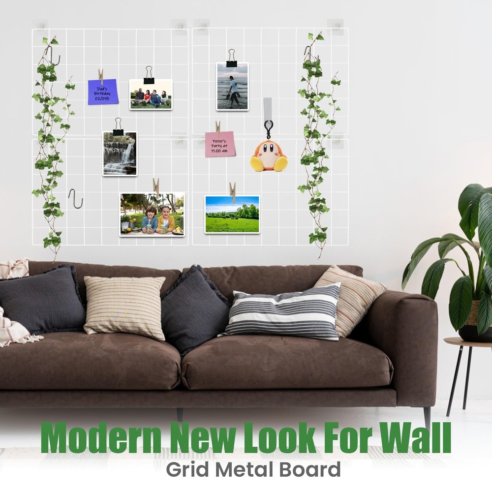 CIKLCIX Metal Grid Wall Panel White, Wire Photo Display 2 Pack, White