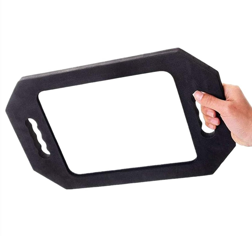HREW Handle Mirror Large Rectangular Hand 15.7"L x 10.2"W, Black, Hot Pink