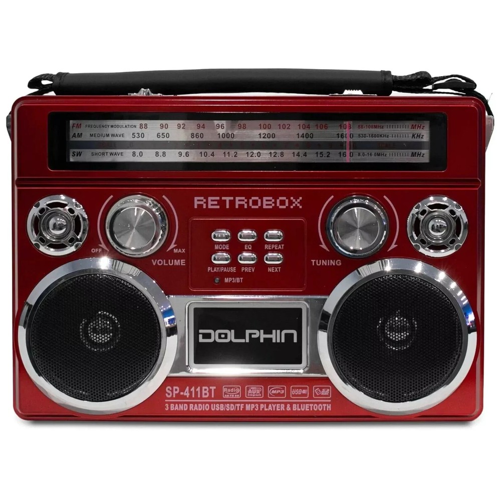 Dolphin Audio Retrobox Portable Bluetooth Speaker (Red)