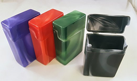 4 Crush-Proof Plastic Flip Top Hinged Lid Cigarette Case Regular - 3202