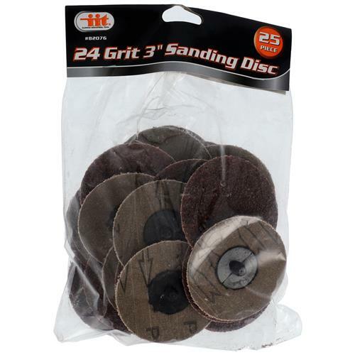 25pc 3" 24 Grit Sanding Discs Surface Prep Finishing Work 82076