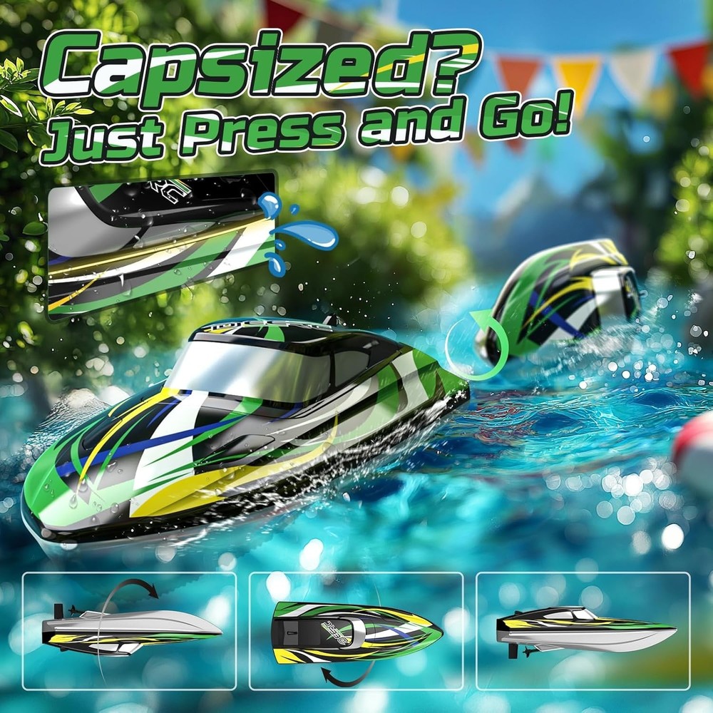 LED Lights Remote Control Boat - High Speed, 2 Batteries
