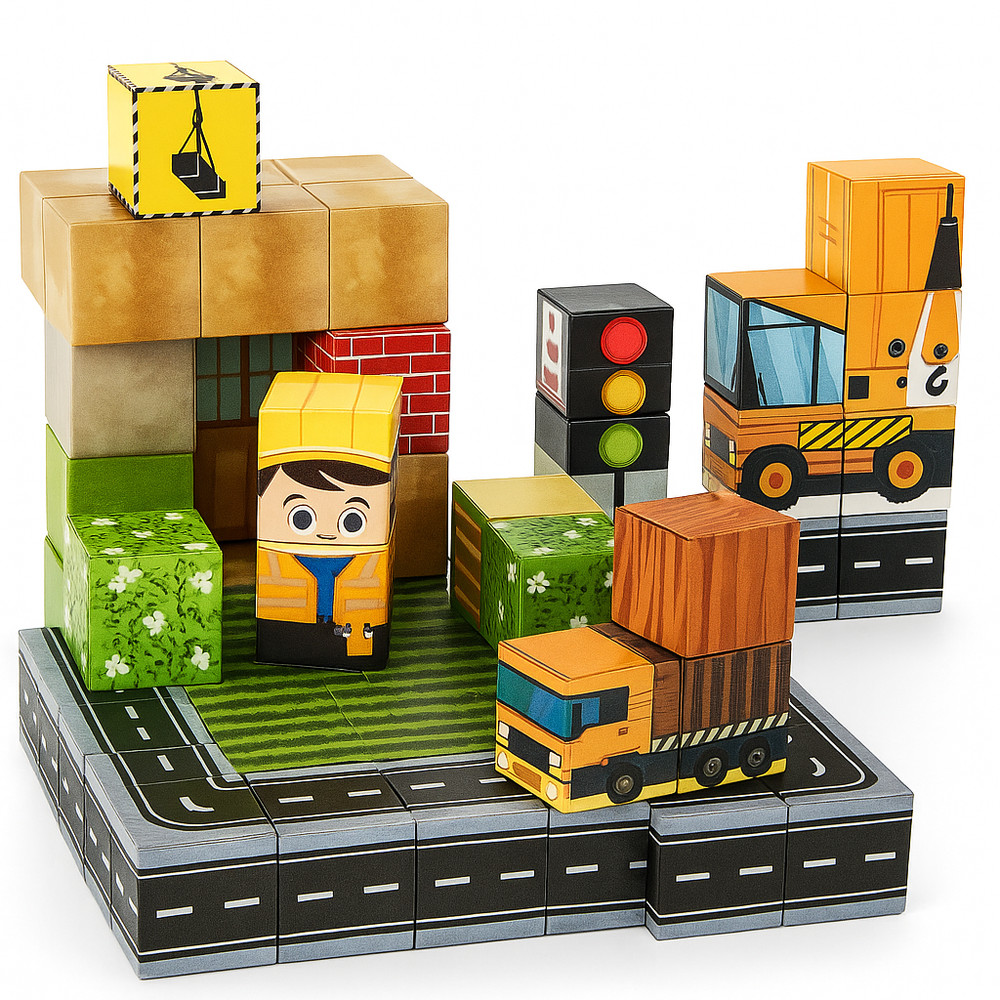 Magnetic Blocks Building Set - 150pc Block Construction Theme for Parents