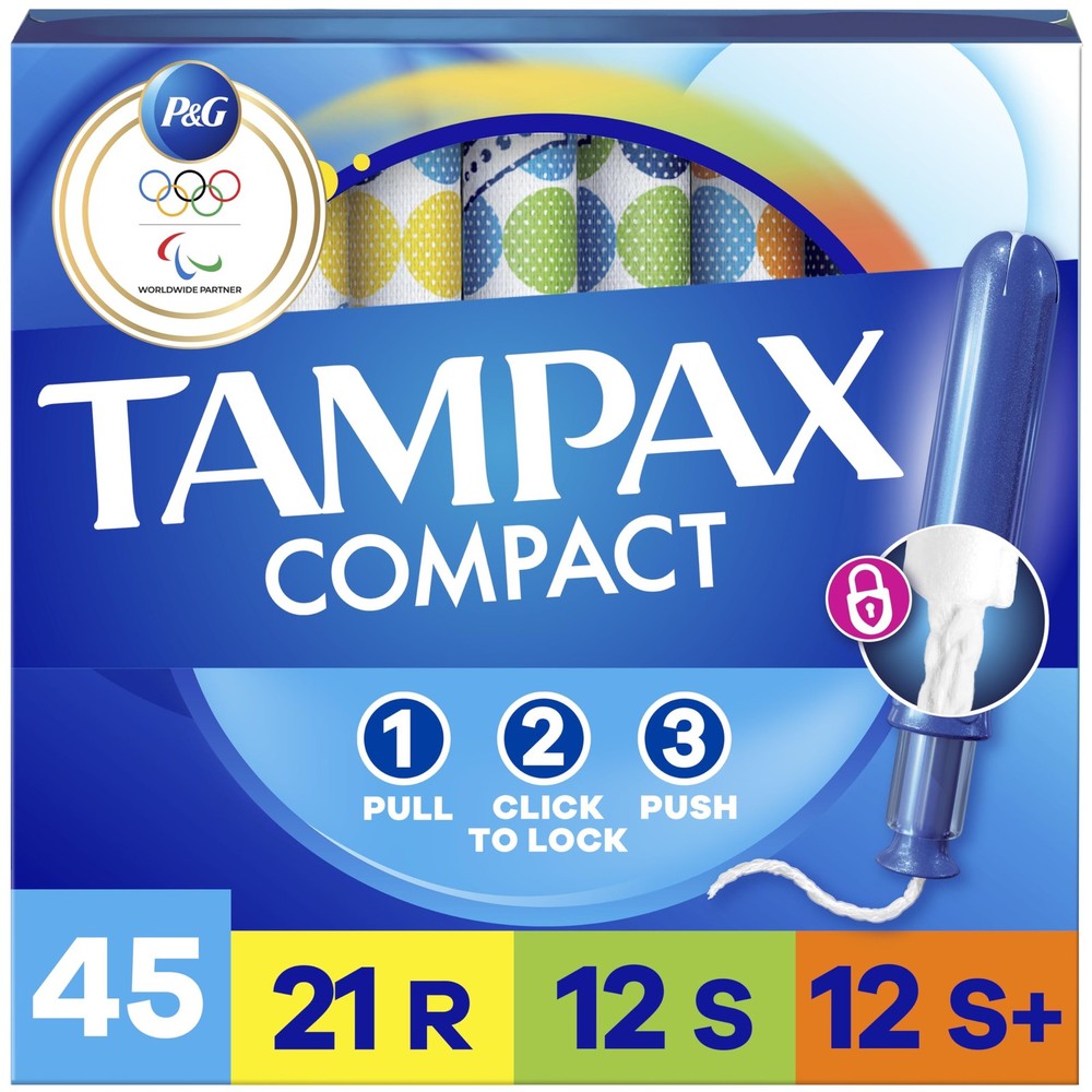 Compact Pearl Tampons Multipack with LeakGuard, Regular/Super/Super Plus, 45