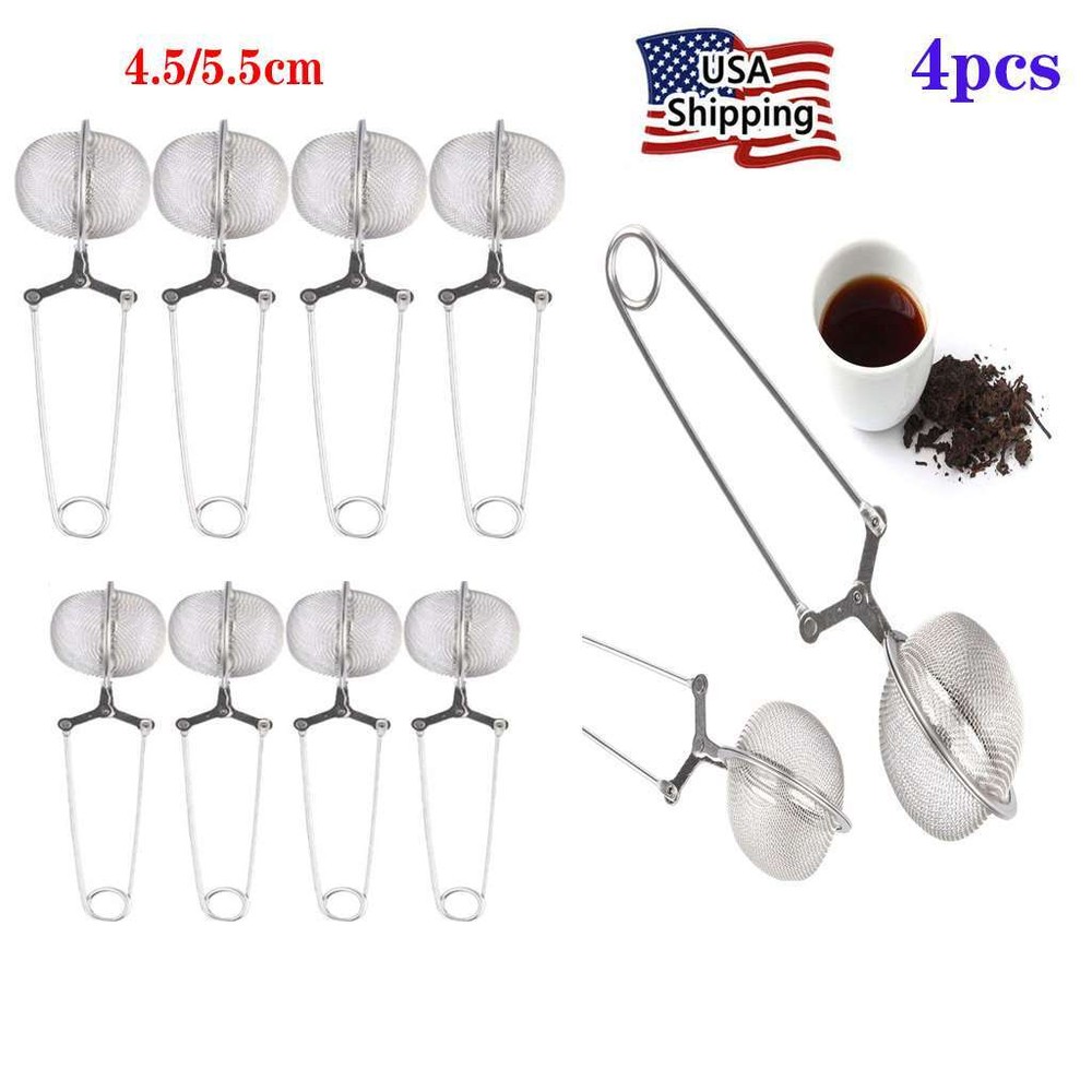 4 Pack Tea Infuser for Loose Leaf Tea Long Handled Mesh Snap Ball Tea Strainer