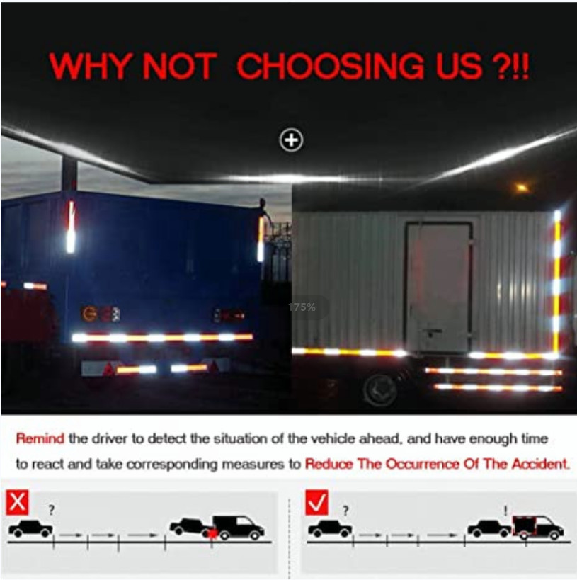 2”x50’ Reflective Conspicuity Tape DOT-C2 Approved Red/White for Trailers 1 Roll