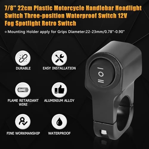 22mm 7/8in Aluminum Alloy Motorcycle Handlebar Headlight Switch Three