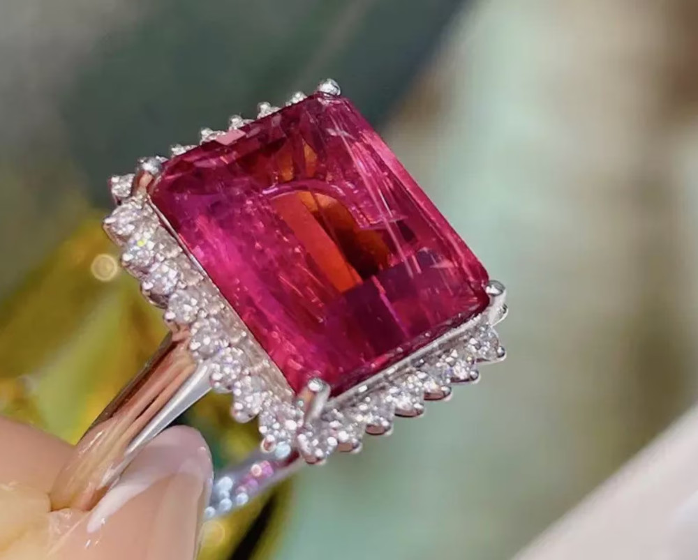 7.40Ct Emerald Cut Natural Ruby Diamond Ring 14K White Gold Size 8.5