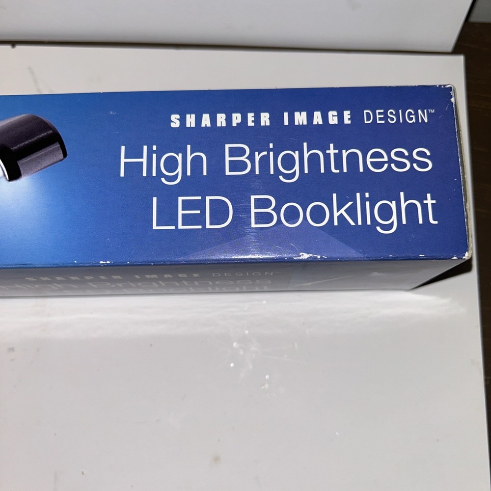 Open Box Sharper Image Battery Powered Clip On Book Light Black Silver w/ Case