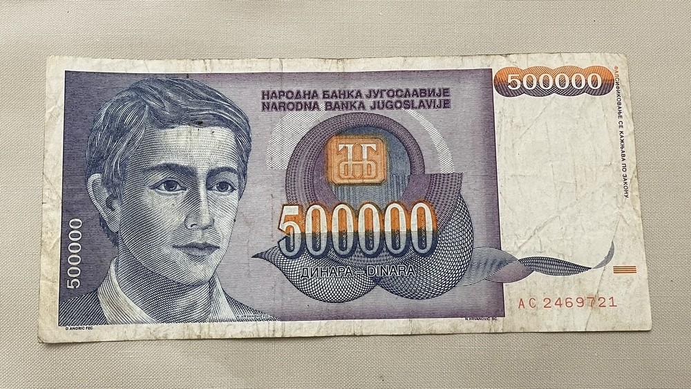 Yugoslavia 500000 Dinara Dinars 1993 Banknote Note Rare
