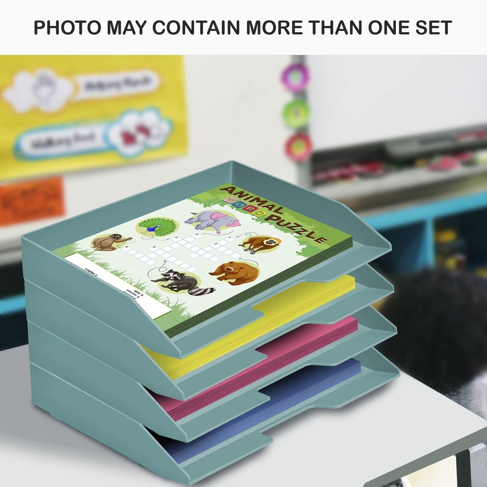 Stackable Letter Tray Single Side Load, Plastic, Desktop File Organizer (Soli...