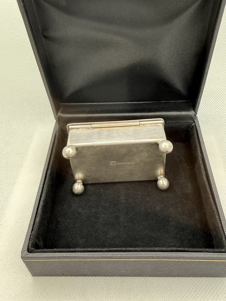 Antique Solid Silver Two Division Stamp Box Stamp 6cm x 4cm