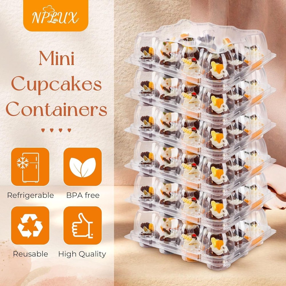 12 Count Mini Cupcake Containers 20 Pack Cupcake Holder with Detachable Tall ...
