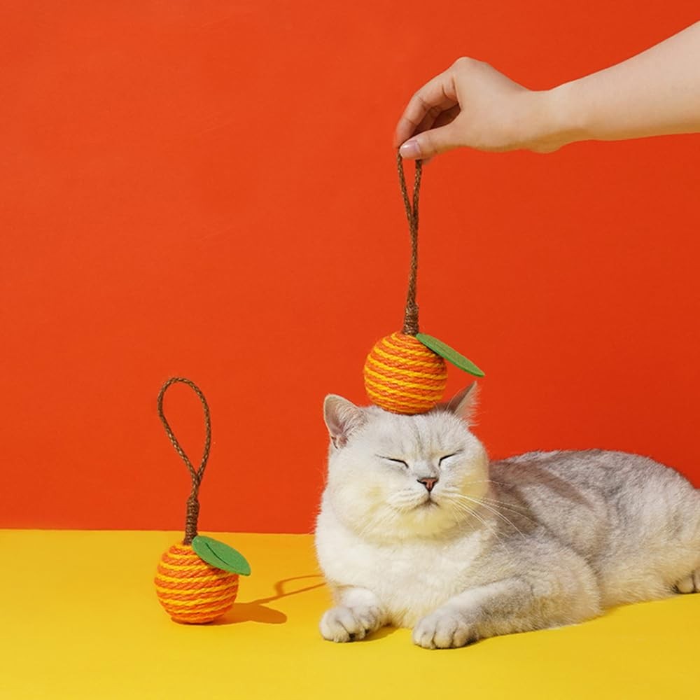 Hanging Interactive Sisal Cat Ball Anti Bite Fruit Shape Kitty Play Toy