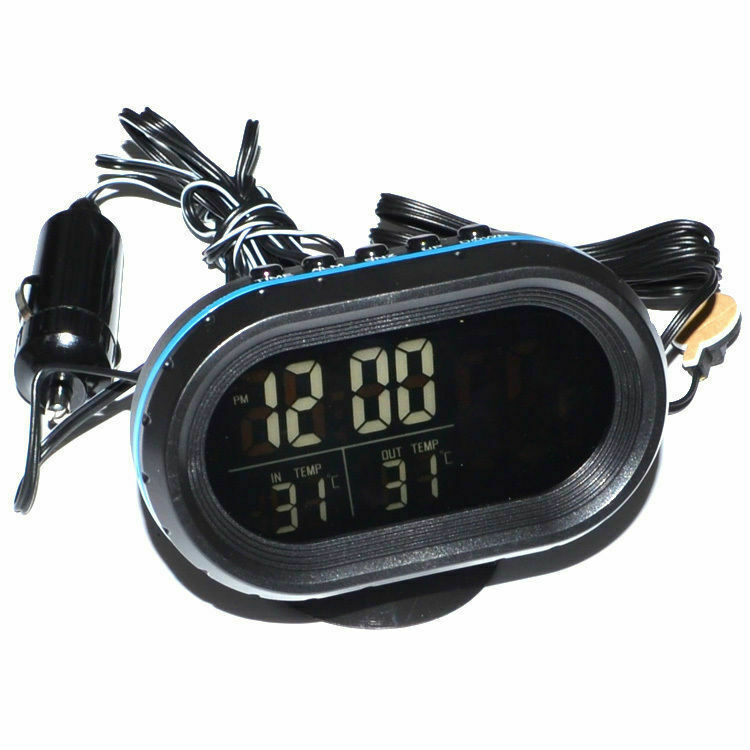 Dual Display LED Digital Car Clock Thermometer Temperature Voltmeter DC12/24V