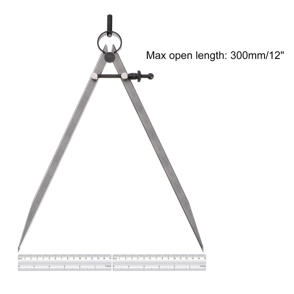 12" Carbon Steel Spring Divider Caliper with Solid Nut for Metalworking Drawing