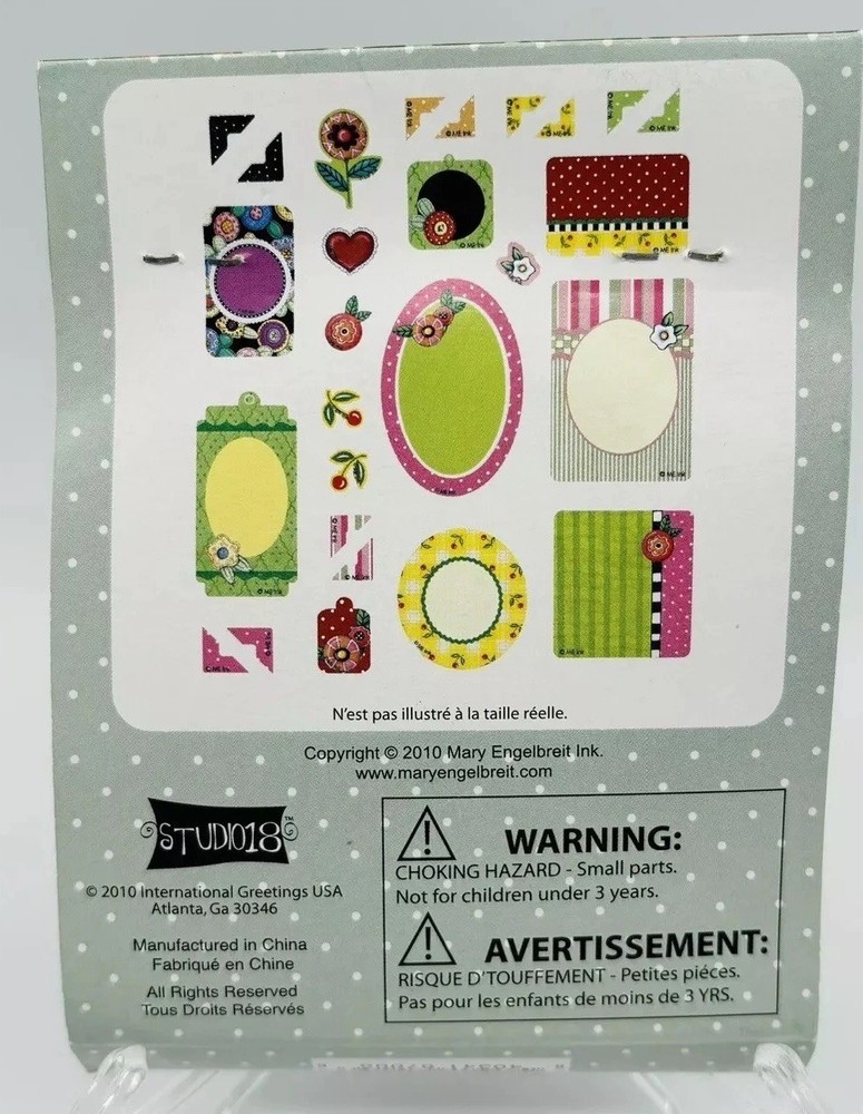 MARY ENGELBREIT Chipboard Assorted Shapes 26 Count Corners Note Heart Cherries