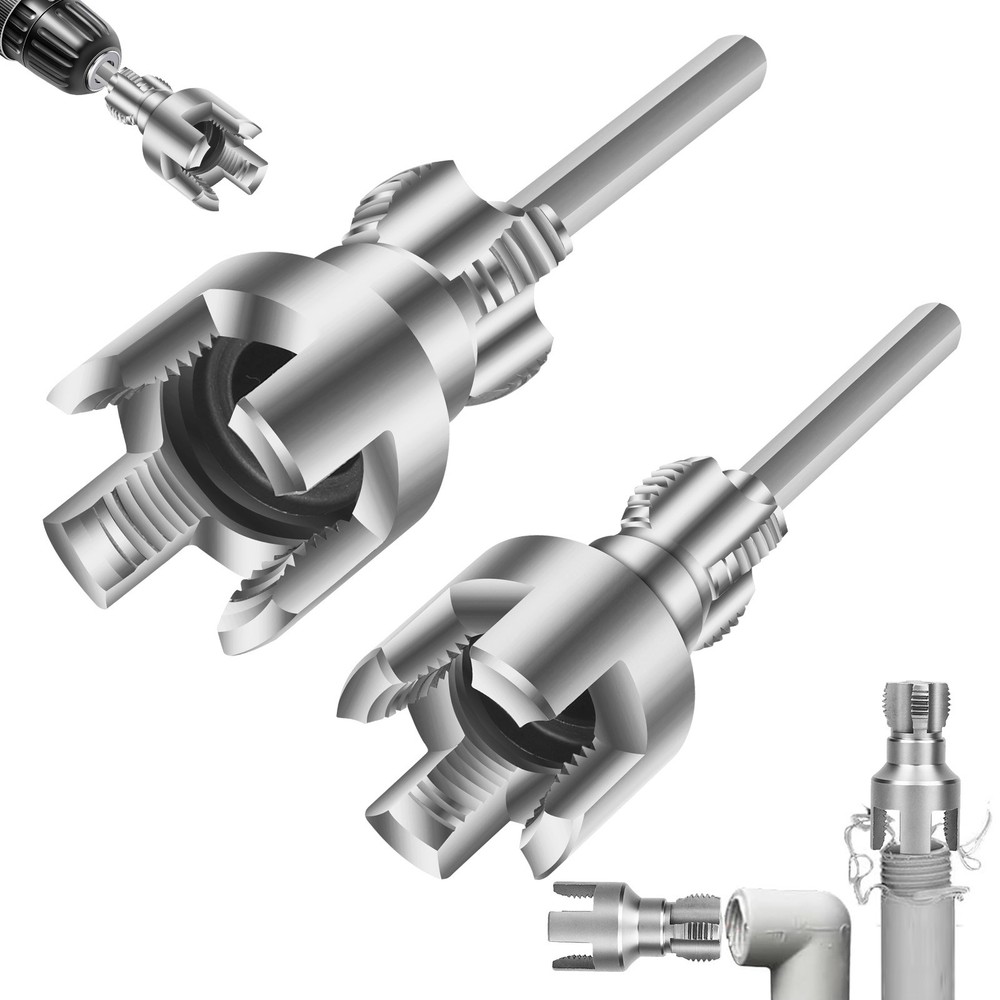 2pcs Integrated Internal & External Pipe Threading Tool PVC Pipe Threader Kit