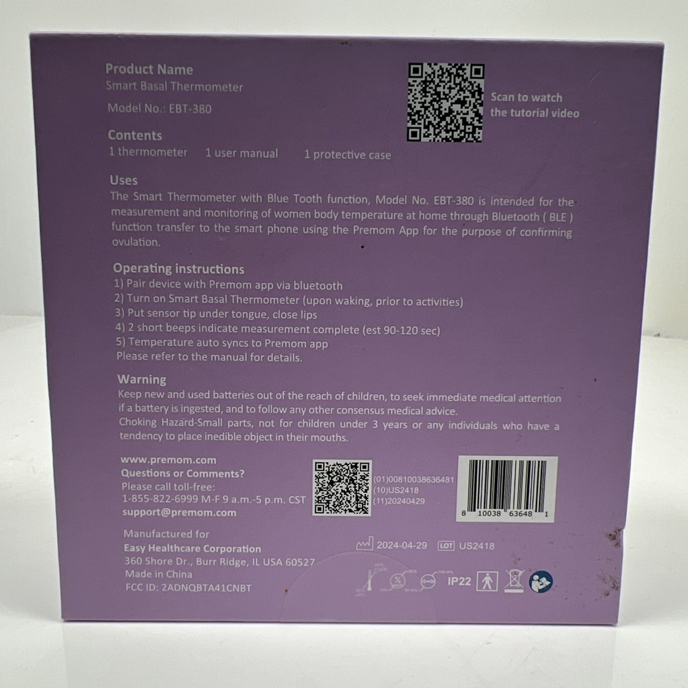 Smart Basal Thermometer, Period Tracker With Premom