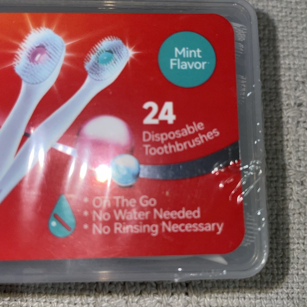 New Mini Brushes W/Mint Toothpaste, Disposable Toothbrushes, On The Go - 24 Ct