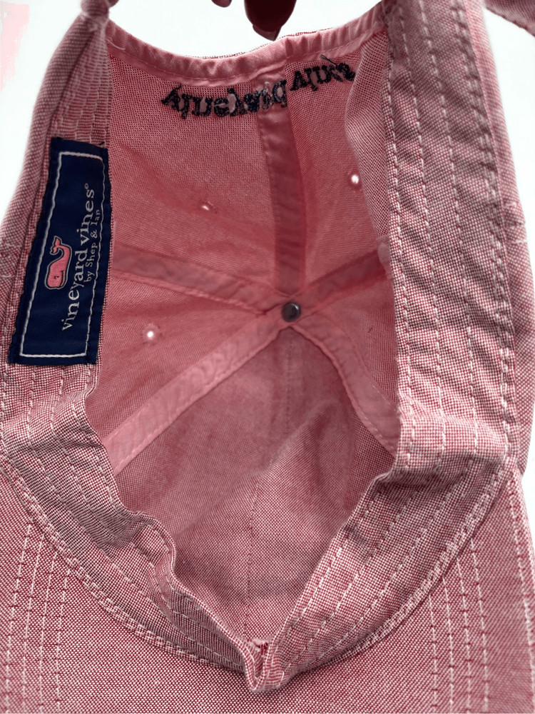 Vineyard Vines Distressed Hat Cap Adjustable Back Strap Whale Pink One Size