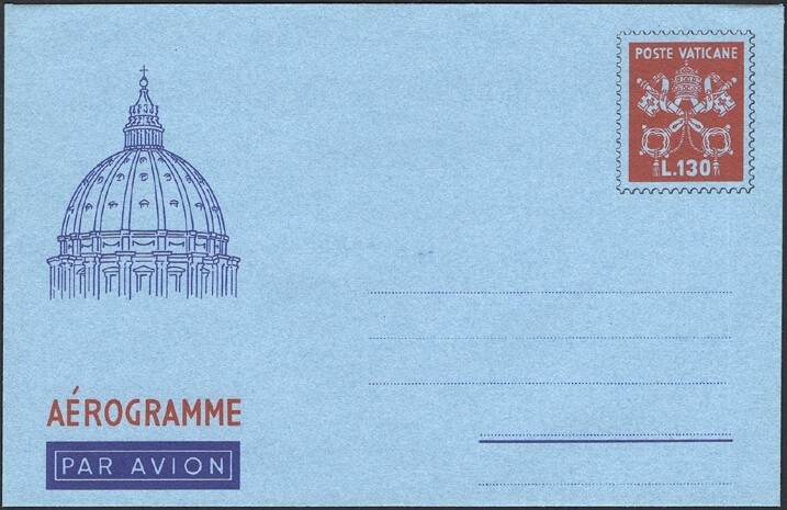 VATICAN, 1966. Aerogramme H&G 9, Mint