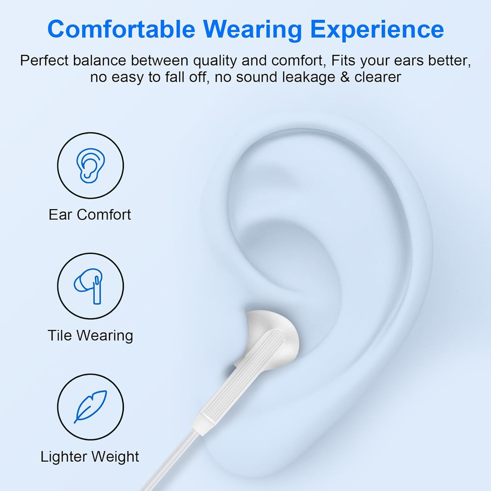 USB C Wired Earbuds Ear Buds for Iphone 16 Pro Max 16E 16 plus 16Pro 15 Pro Max