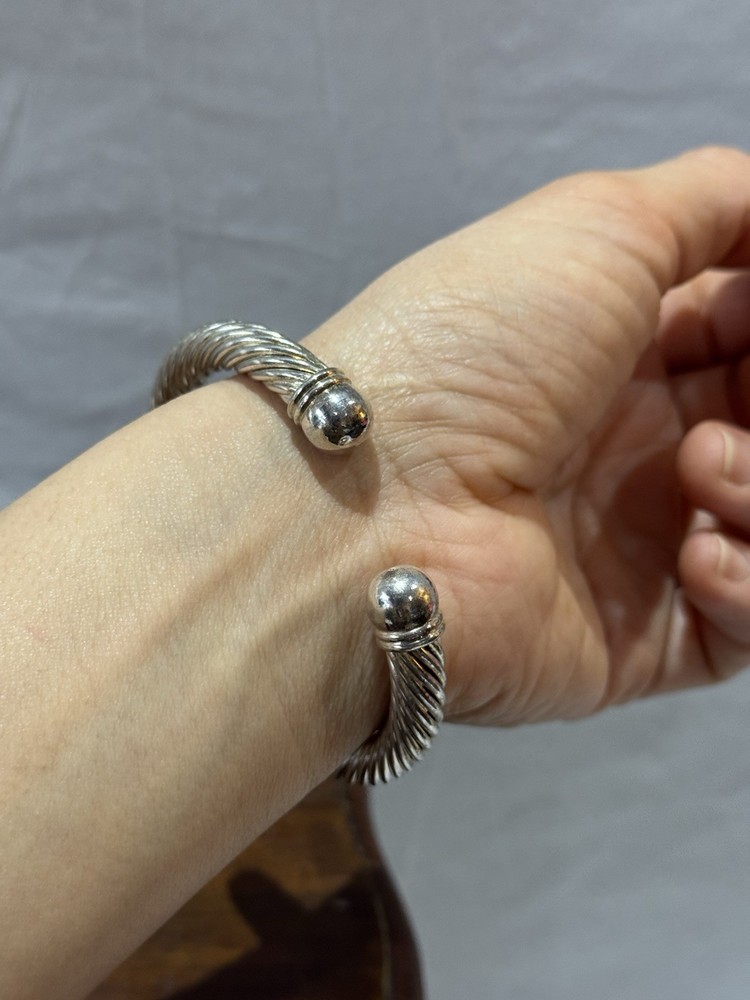 vintage silver tone twisted cable bangle