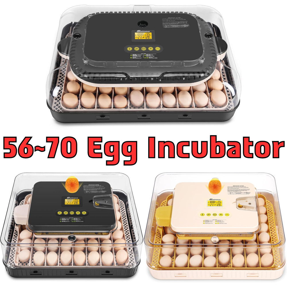 56/70 Egg Incubator for Hatching +Automatic Egg Turning Built-In LED Candler