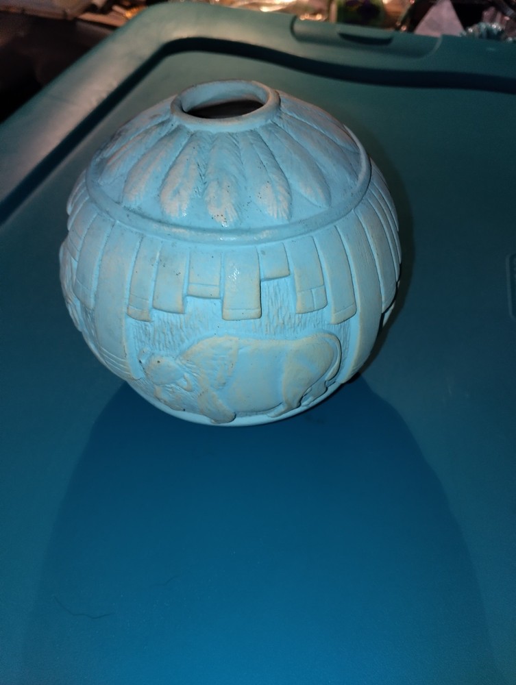 CERAMIC Blue SOUTHWEST Bisque shere ball vase