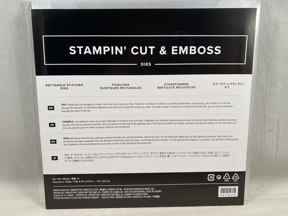 RECTANGLE STITCHED Dies Stampin Up Layering Nested A23