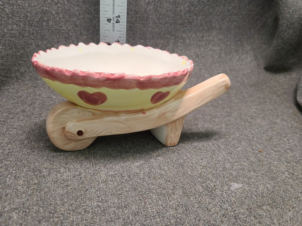 Vintage Egg Shaped Wheelbarrow Decoration Spring, Easter, Valentine's Decor