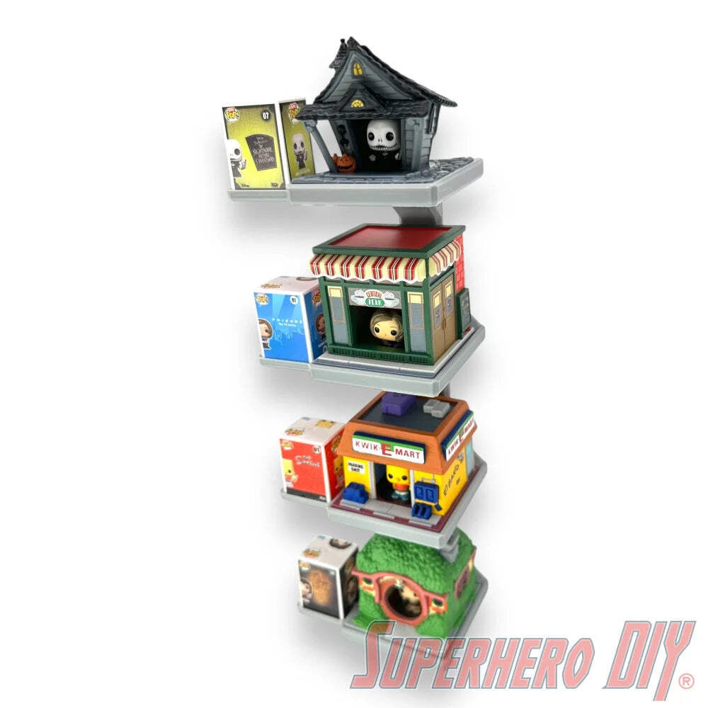 STACKABLE Floating Shelf for Bitty Pop Towns | Includes command strips
