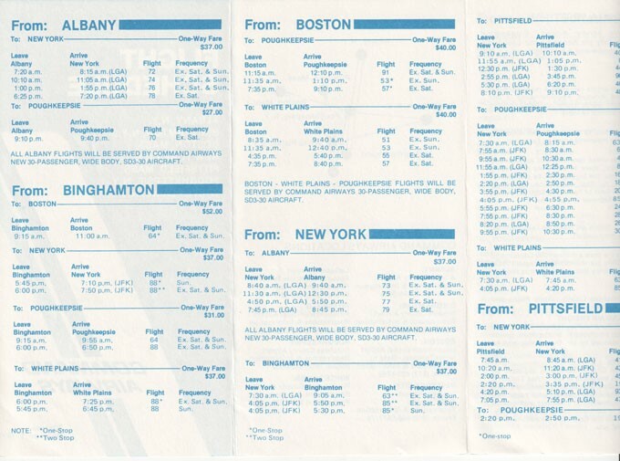 Command Airways timetable 1977/11/01