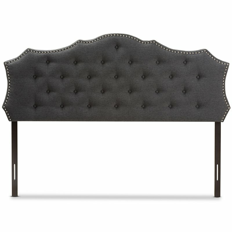 Bowery Hill Modern Fabric Tufted King Panel Headboard in Gray
