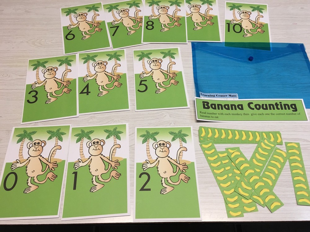 Banana Counting Learning Center- Math Mats MATS - Laminated Mats