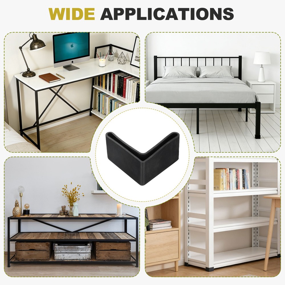 2Pcs 3" Bed Frame End Cap, Angle Iron Foot Pad Leg Protector, Black