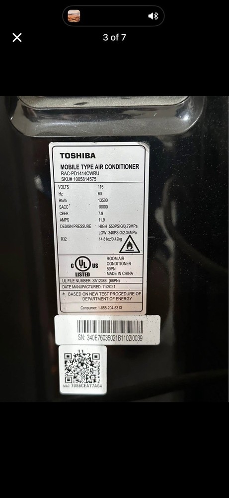 Toshiba Mobile Air Conditioner Remote Control
