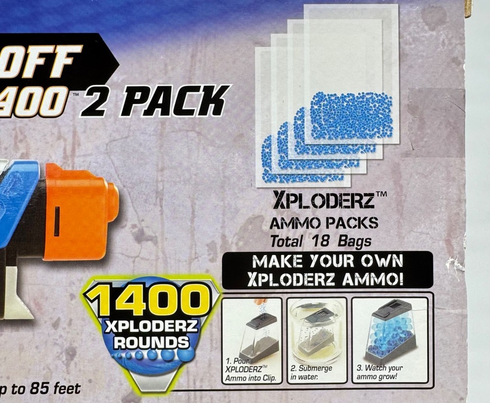 Xploderz X2 Invader Blasters Face Off 1400 2 Pack with 1400 Rounds Sealed