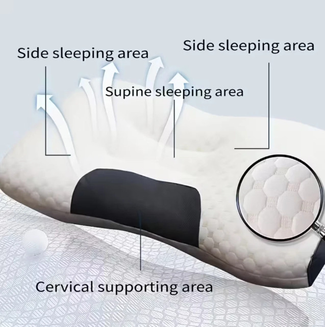 2 PCS ERGONOMIC NECK PILLOW HELP MASSAGE, SOFT, ADJUSTABLE SLEEPING 100%