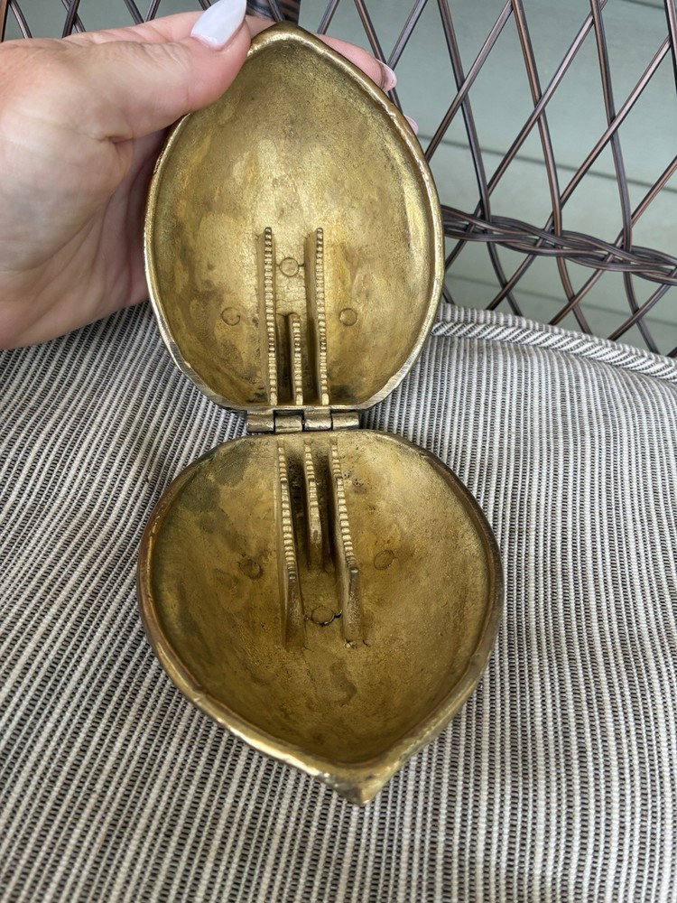 Vintage Solid Brass Nut Cracker Walnut Shaped NutCracker