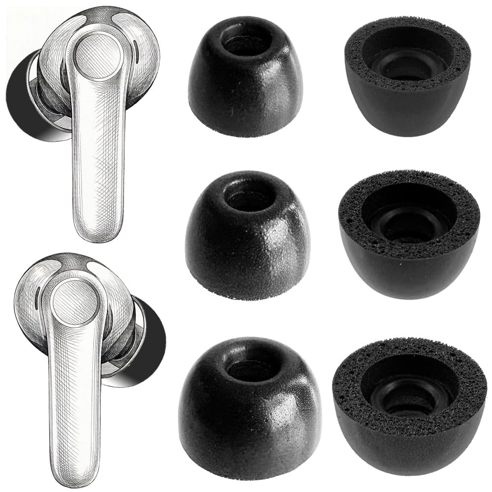 TENNMAK Memory Foam Ear Tips Replacement for EarFun Air Pro 4/4+ / black