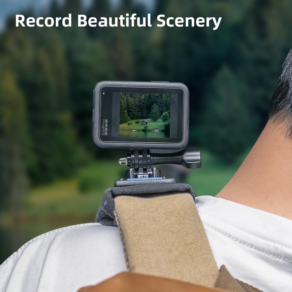 Backpack Shoulder Strap Mount Camera with Adjustable Shoulder Pad and 360 Deg...