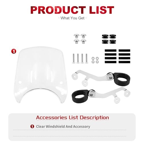 Motorcycle Adjustable Windshield Custom Compact Sport Clear Windshield