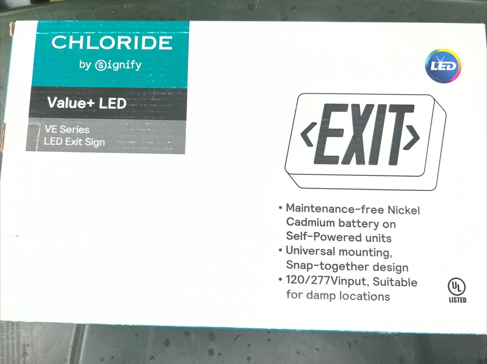 Chloride LED Exit Sign Stencil Face Red Letter White Housing