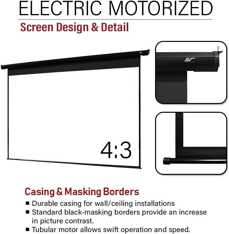 104-Inch Motorized Drop Down Projector Screen - 8K/4K HD Ready & Remote Contr...