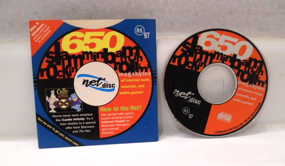 6 Vintage Net Disc Mac & Windows Software CDs