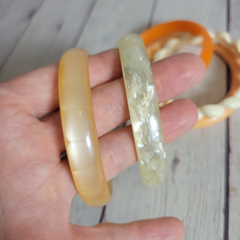 Vintage Bracelets Bangles Stack of 5 Orange Cream